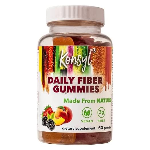 Konsyl Daily Fiber Gummies - Helps Support Digestive Health+ - Vegan Fiber Supplement Gummies for Adults - All-Natural Fruit Flavor (60 Count)