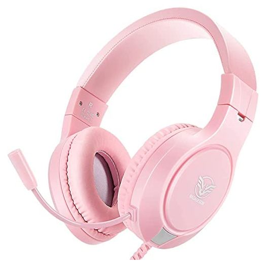 Pink Gaming Headset for Nintendo Switch, Xbox One, PS4,PS5, Bass Surround and Noise Cancelling with Flexible Mic, 3.5mm Wired Adjustable Over-Ear Headphones for Laptop PC iPad Smartphones