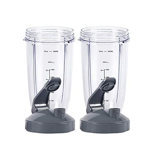 Blender Cups for Nutribullet Blender, 32OZ Cup with Flip Top To Go Lid Compatible with Nutribullet 600W 900W Blenders, Blender Replacement Parts 2 Pcs