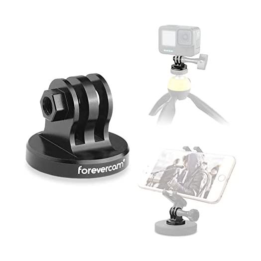 Aluminum Tripod Mount Adapter Compatible for Gopro Hero10,9,8, 7, 6, 5, 4, 3+, 3, 2, 1 HD, Hero Fusion, GOPRO Hero (2018),DJI OSMO Action Camera Black by Forevercam
