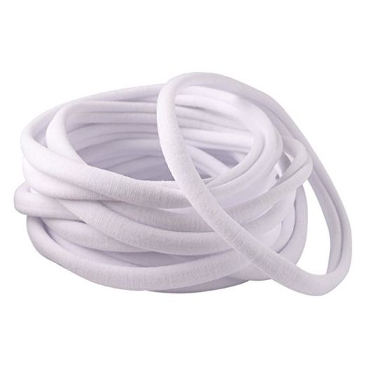 XIMA 40 Pack Nylon Headband,DIY Stretchy Newborn Babies Headband Crafts,White Hair Accessories Hair Bands for Baby Girls Kids Toddlers (White-40pcs)