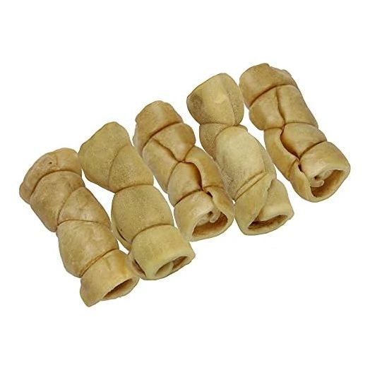 Water Buffalo Retriever Style Cheek Roll 3" Dog Chews-5 Pack (Long Lasting Dog Chews Dog Treats & Dog Bones for Aggressive Chewers-Dog Bones for Medium Dogs) Substitute for Pig Ears for Dogs