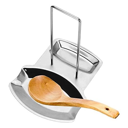 iPstyle Pan Lid Holder Spoon Rest for Pots and Pans Progressive Lid and Spoon Shelf 304 Stainless Steel Pan Lid Organizer Kitchen Decor Tool (Holder)