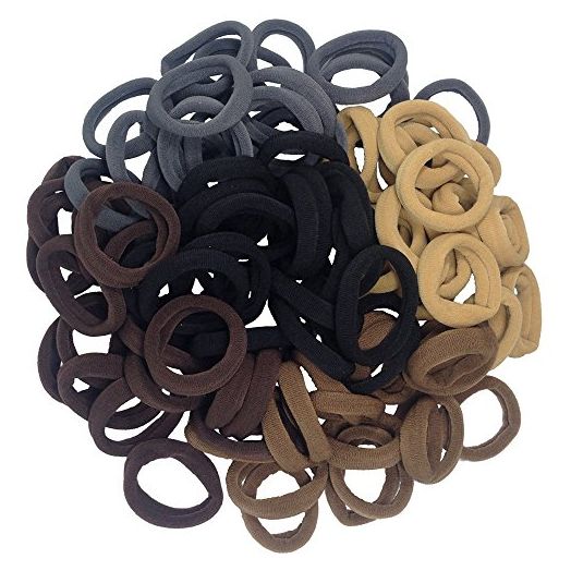 J-MEE Hair Bands Hair ties for Thick Hair 100PCS Seamless Cotton Simply Ponytail Holders Headband Scrunchies