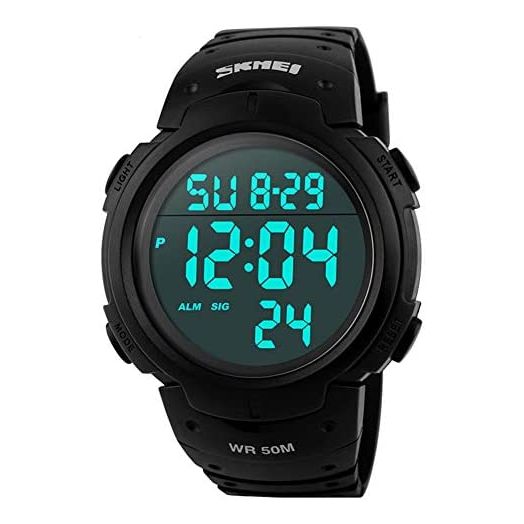 SKMEI Mens Digital Watches Waterproof LED Backlight Large Number Display Multifunction Sport Wristwatch