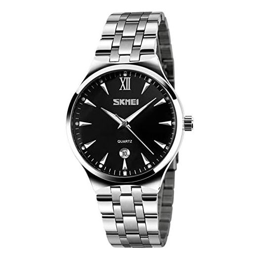 SKMEI Men's Brand Luminous Business Watch Waterproof Stainless Steel Band Date Display Quartz Wristwatch