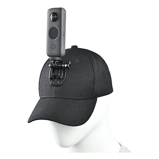 VGSION Baseball Cap with Camera Holder Head Mount for DJI Action 2 Compatible with Insta360 One X2 / One RS / One R / GoPro Hero 10 / Hero 9 /8/7/6/5/4/3 Plus/3/DJI OSMO Action Cameras
