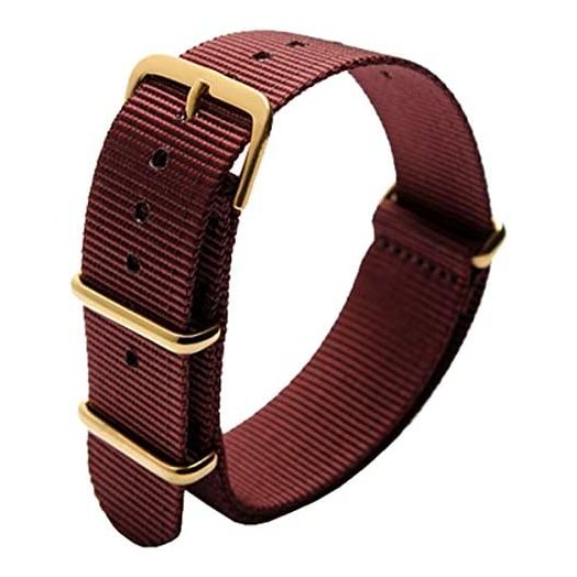 Nato Style Waterproof Ballistic Nylon Watch Strap Watch Bands Bracelet (22mm, Wine Red)