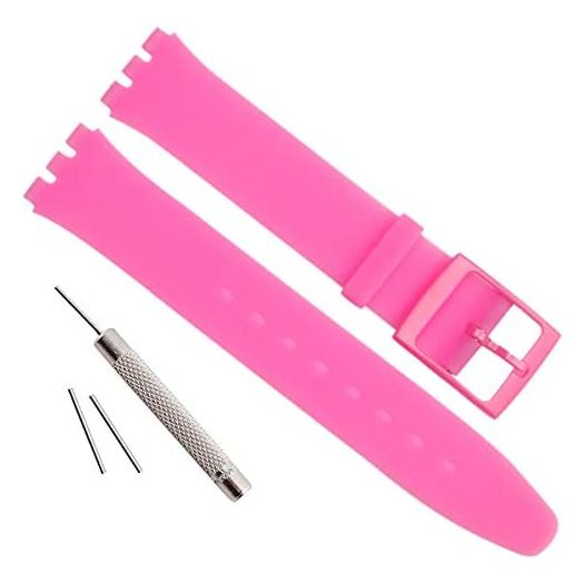 OliBoPo Ultra-thin Replacement Waterproof Silicone Rubber Watch Strap Watch Band for Swatch Skin Series (16mm, Fuscia)