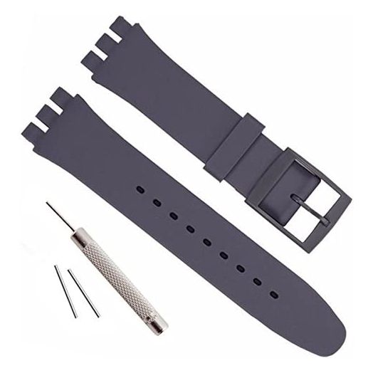 OliBoPo Replacement Waterproof Silicone Rubber Watch Strap Watch Band for Swatch (17mm 19mm 20mm) (19mm, Darkgray)