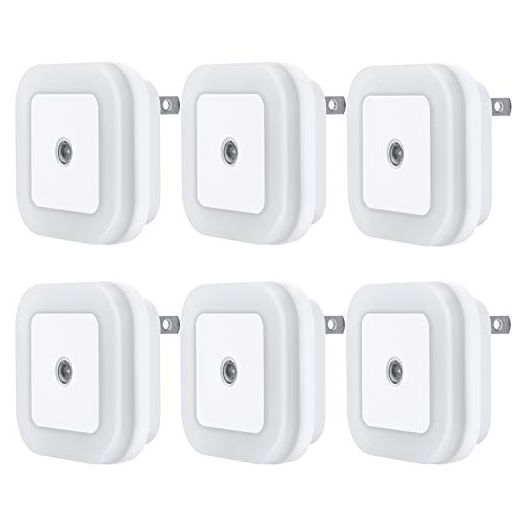 Uigos LED Night Light Lamp with Smart Sensor Dusk to Dawn Sensor, Daylight White, 0.5W Plug-in, 6-Pack