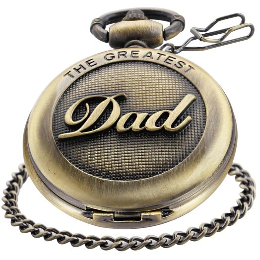 Retro Quartz Pocket Watch Japan Movement with Belt Clip Chain for Dad Bronze