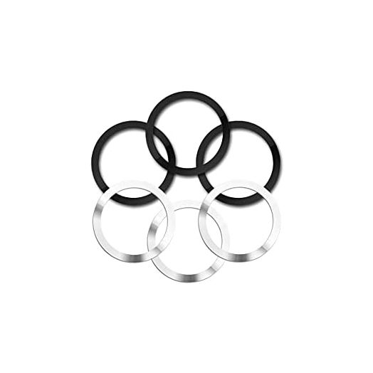 Wannap Universal Magsafe Rings - 6 PCS, Ultra-Thin(5mm) Magsafe Sticker, Magnetic Wireless Charging Conversion Accessories, Compatible with iPhone 13/12 Pro/Max/Mini,Samsung Galaxy (3Black+3Silver)