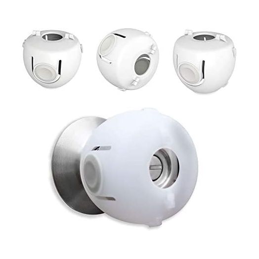 Heart of Tafiti Door Knob Child Proof Cover, Baby Safety Locks for Doors, Kid-Proof 4 Pack/White (Also Safe for Toddlers and People Suffering from Dementia)