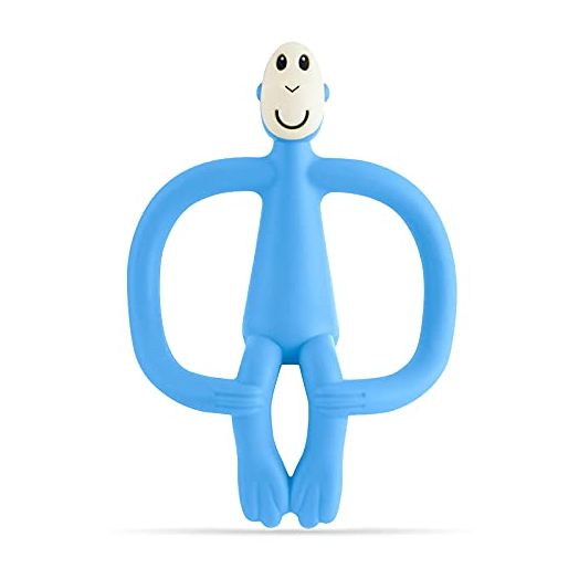 Matchstick Monkey, Original Teether & Gel Applicator, Silicone, Easy to Grip, BPA Free, 3 Months Old+, 10.5 cm, Light Blue Monkey
