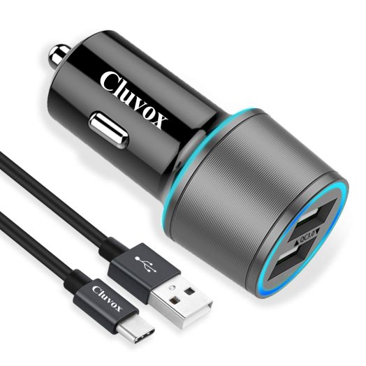 Rapid USB C Car Charger, Compatible for Samsung Galaxy S23/S22/S21/Note 20/Ultra/10/Plus/9/8/S20 Plus/Ultra/S10+/S10e/S9/S8/A50/A70, Quick Charge 3.0 Dual USB 18W Fast Car Charger+ Type C Cable 6.6ft