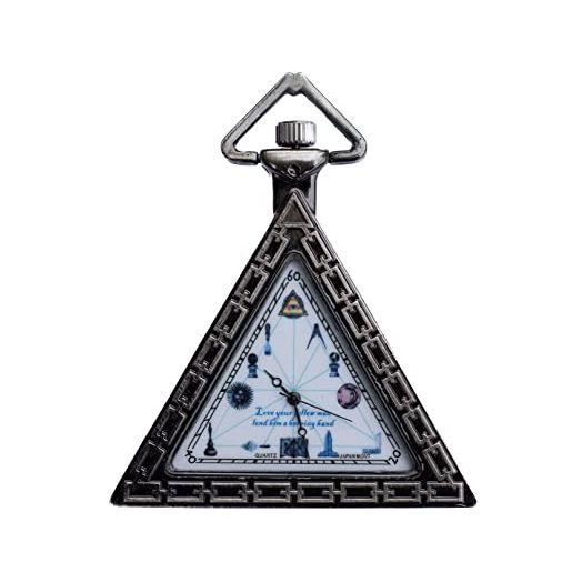 Masonic Triangular Case Pocket Alloy Metal Watch with Chain