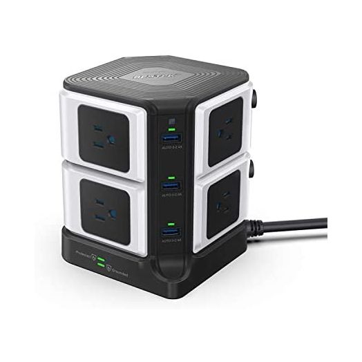 BESTEK USB Power Strip 8-Outlet Surge Protector 1500 Joules with 40W/8A 6 USB Charging Station,ETL Listed,Dorm Room Accessories