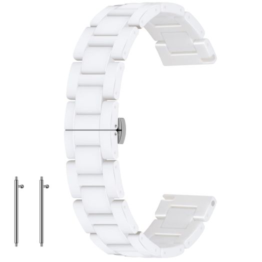 Kai Tian 22mm Quick Release Watch Band White Ceramic Bracelet Deployment Clasp Ladies Watch Strap Butterfly Clasp