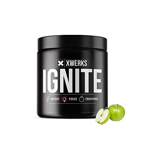 Xwerks Ignite Green Apple Pre Workout Powder, Caffeine, 30 Servings