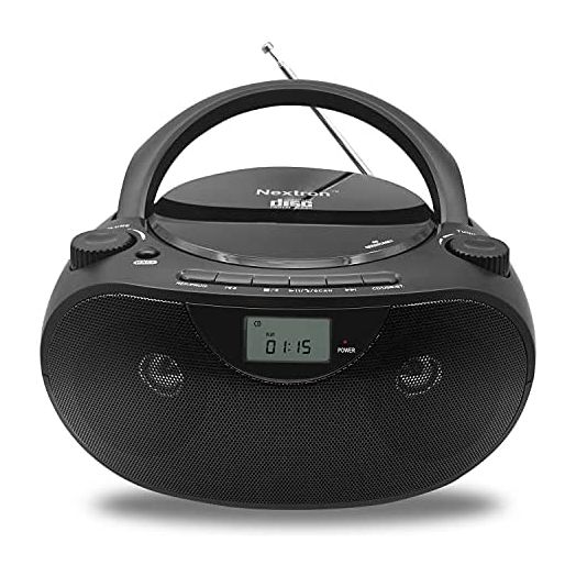 Nextron Portable Bluetooth CD Player Boombox with AM/FM Radio Stereo Sound System, Playback CD/MP3/WMA, USB & AUX Ports, Headphone Jack, LCD Display, AC/DC Operated