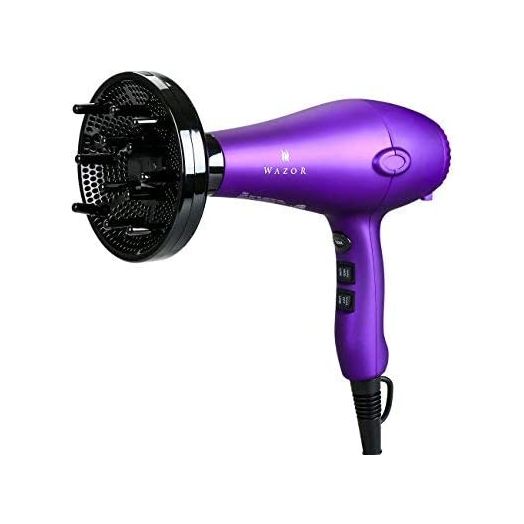Wazor Lightweight Hair Dryer with Diffuser, Negative Ionic Professional 1875W Blow Dryer with 2 Speed 3 Heat Settings Cool Shot Purple