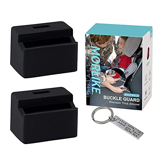 Morlike Silicone Seatbelt Secure Buckle Safety Cover Lock | Keep Children Safe in Car Seat and Prevent Kids from Accidentally Unbuckling | Buckle Guard Fits Almost Vehicles (Black, 2 Pack)