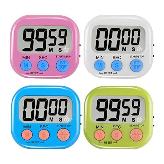 Time Timer Digital Timer (4-Pack) - Magnetic Timer with Cute Star Blink, Timer For Kids with Mute Button, Countdown Timer for Cooking Gym Study