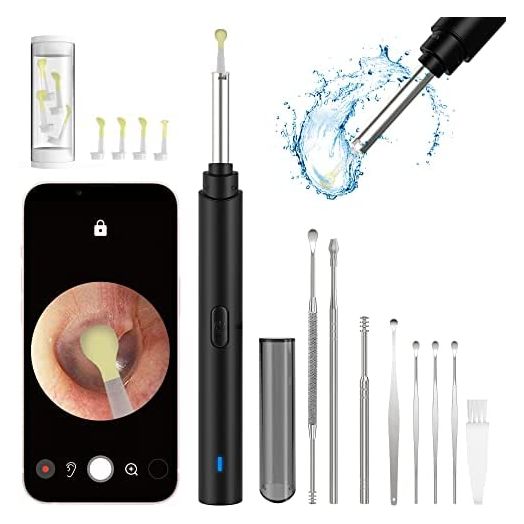 Ear Wax Removal Tool, 1296P Ear Wax Removal with Camera, 6 LED Lights, Wireless Ear Cleaning with Built-in WiFi, Compatible with iPhone, iPad, and Android