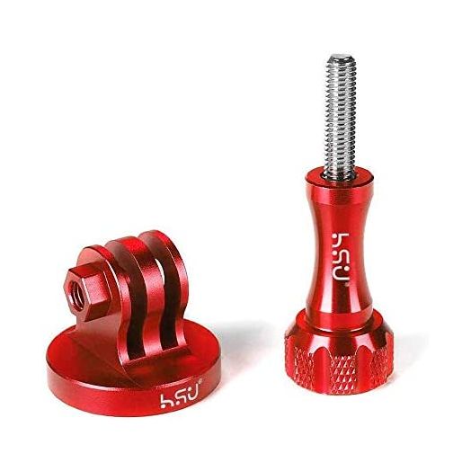 HSU Aluminum Alloy Metal GoPro Tripod/Monopod Mount with Aluminum Thumbscrew for GoPro Hero 10, 9, 8, 7, 6, 5, 4, 3+, 3, 2, 1 HD, AKASO Campark and Other Action Cameras (Red)
