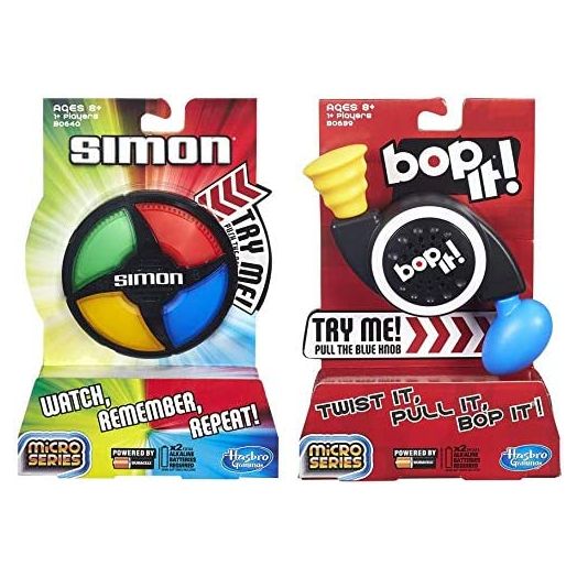 Simon Micro Series Game + Bop It Micro Series Game, Bundle of 2 Games