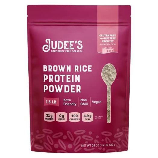 Judee’s Brown Rice Protein Powder (80% Protein) 1.5 lb - 100% Non-GMO and Sprouted - Dairy-Free and Keto-Friendly - Gluten-Free and Soy-Free - Plant-Based Protein