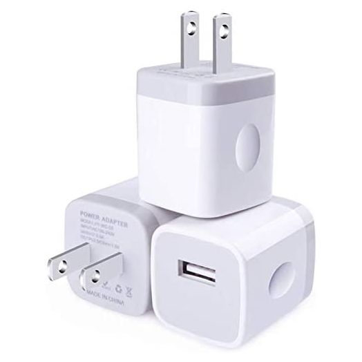 USB Wall Charger, CableLovers 1A/5V 3-Pack Travel USB Plug Charging Block Brick, Charger Power Adapter Cube Compatible Phone Xs/XS Max/X/8/7/6 Plus, Galaxy S9/S8/S8 Plus, Moto, Kindle, LG