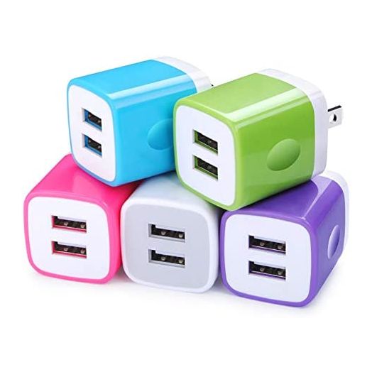 USB Wall Charger Adapter, FiveBox 5Pack 2.1Amp Fast Dual Port Wall Charger USB Plug Charging Block Charger Brick Charger Cube Charger Box Compatible iPhone 13/12/11/Xs/XR/X/8/7/6, Samsung, Android