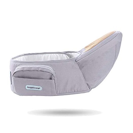 ANGELBB Baby Hip Seat Carrier with Pockets Ergonomic Infant Waist Stool Adjustable Belt Multiple Safe Guaranteed Fabric Anti-Slip Lightweight for Newborn Shower (Grey)