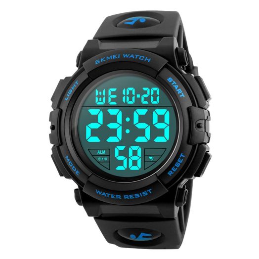 MASTOP Men Digital Watch Big Dial Chronograph Outdoor Sports 50M Water Resistant Multifunctional Wristwatches (Bule)