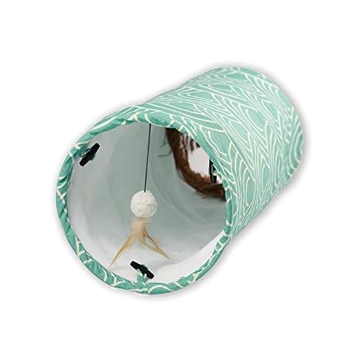 Petest Cat Tunnel Comfy Collapsible Tunnel with Boredom Relief Plush Ball, for Bunny Rabbits, Kittens, Ferrets, Puppy and Dogs