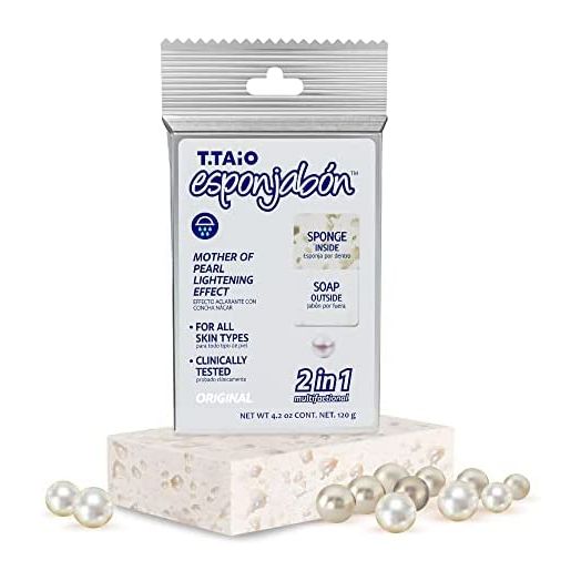 T.Taio Esponjabon Mother of Pearl Soap Sponge, Gentle Shower Scrubber