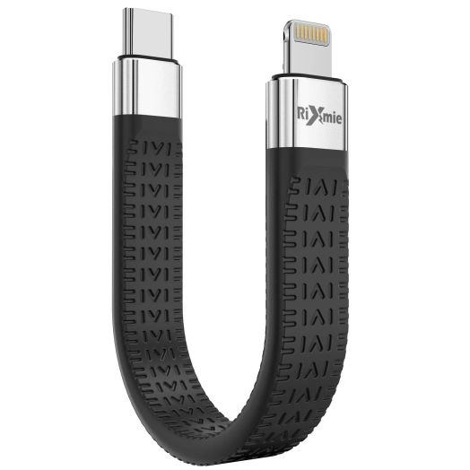 Short USB C to Lightning Cable, [MFi Certified-13.5cm] 30W Fast Charging for 14 Pro/14/13/13 Pro/12 Pro Max/12/11/11 Pro/X/XS, AirPods, iPad Pro Air Mini, MacBook (Not Work with DAC)- Black