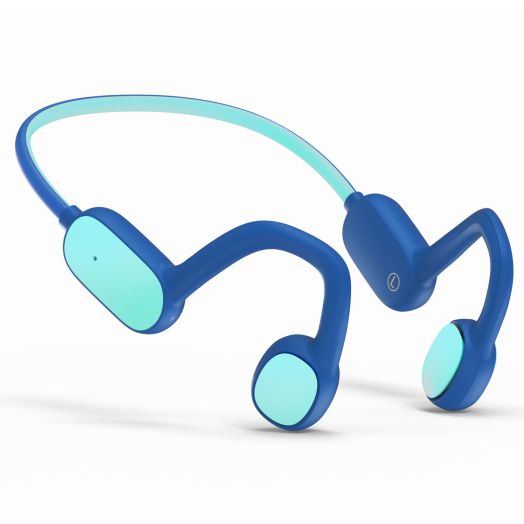 Kids Headphones, Bluetooth 5.2 Air Conduction Open Ear Headphones, 85dB Volume Limiting, Stereo Sound with Mic, IPX5 Waterproof, 20H Playtime, Perfect for School and Outdoor Activities-Blue