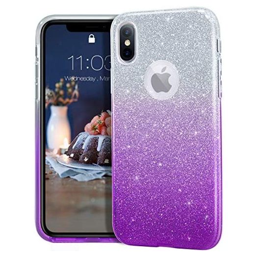 MATEPROX iPhone Xs case,iPhone X Glitter Bling Sparkle Cute Girls Women Protective Case for iPhone Xs/X 5.8"-Gradient Purple