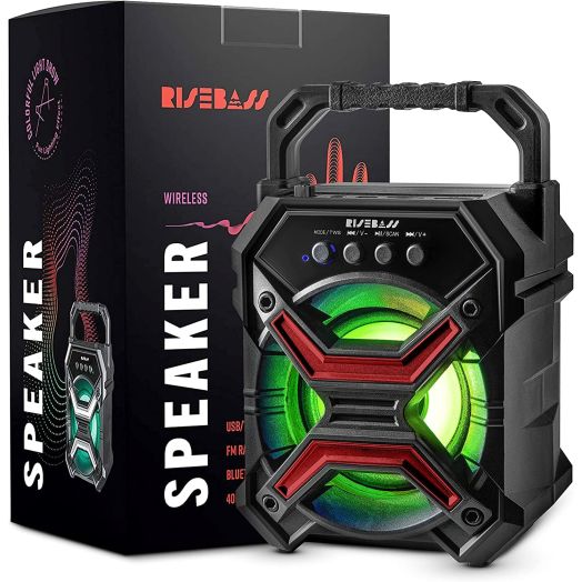 Portable Wireless Bluetooth Speaker for iPhone, Android, iPod and More - Rechargeable Bluetooth Speaker for Kids & Adults - Mini Speaker with Party Lights, for Hiking, Camping, Picnic and Boating