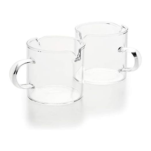 Shot Glasses Espresso Parts Double Spouts Milk Cup Clear Glass (Clear Glass-2Pack)