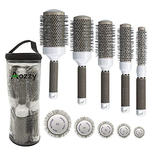 Round Brush Set for Blow Drying Curling, Professional Ceramic Ion Thermal Barrel Brush Leaves Hair Shiny Heat