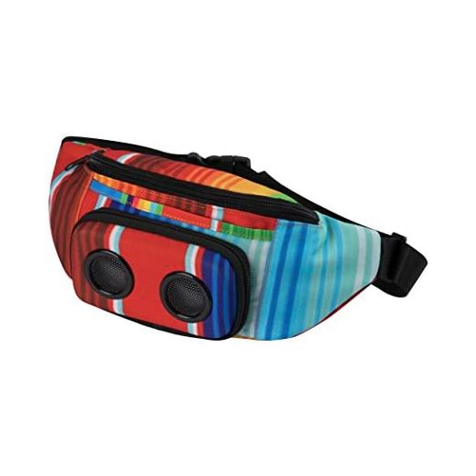 Fannypack with Speakers. Bluetooth Fanny Pack for Parties / Festivals / Raves / Beach / Boats. Rechargeable, Works with iPhone & Android. (Rainbow, 2022 Edition)