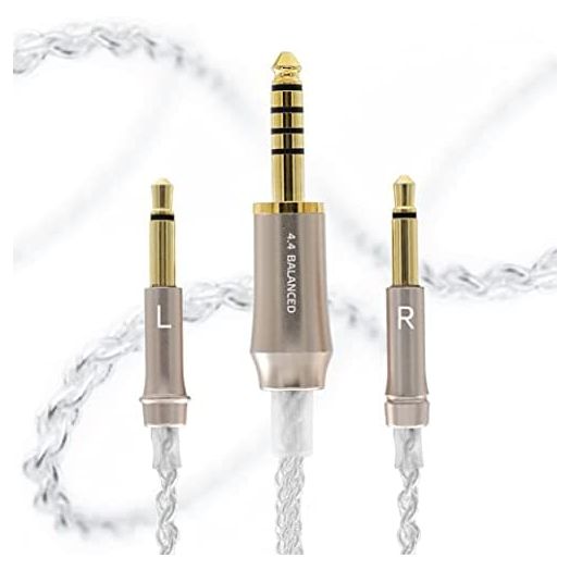 Meze Audio 99 Series Silver Plated Upgrade Balanced Cable 4.4mm Jack | Headphones HiFi Cable Replacement 4.4mm Male to Dual TS Mono 3.5mm Male Connector Plug | Cable Length 1.2m/3.9ft