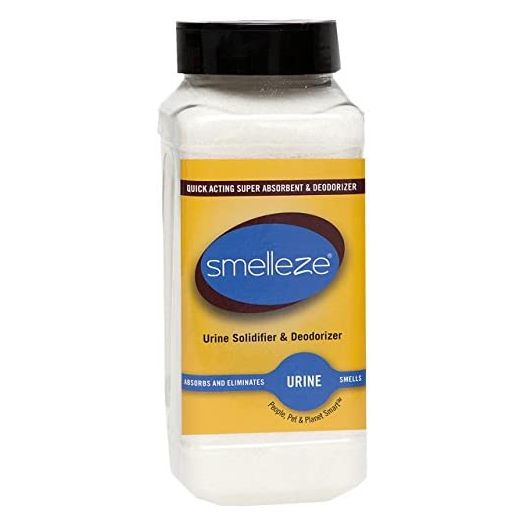 SMELLEZE Urine Super Absorbent, Solidifier & Deodorizer: 2 lb. Granules Rapidly Solidifies Urine & Diarrhea in Pet Loo, Dog Litter Box, Pet Potty Trainer, Portable Urinals/Toilets, Bedpans, etc.