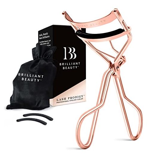 Brilliant Beauty Eyelash Curler with Satin Bag & Refill Pads (Rose Gold)