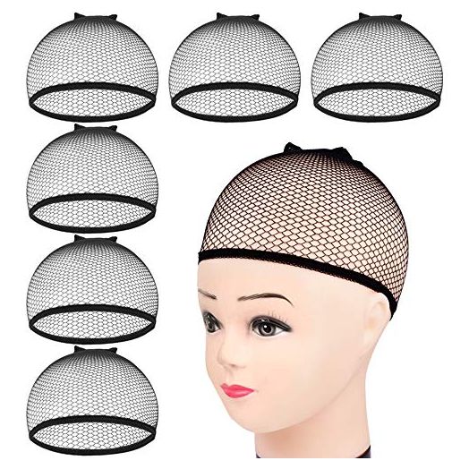 MORGLES Wig Caps, 6pcs Mesh Net Wig Caps Weaving Hair Net for Wig Close End Fishnet Wig Cap(Black)