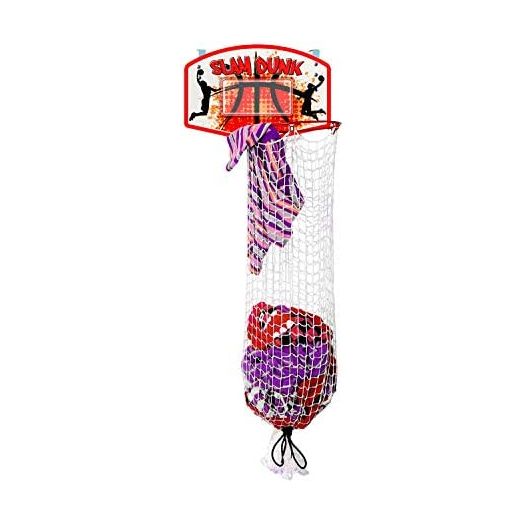 Bundaloo Slam Dunk Basketball Hamper - Over The Door 2 In 1 Hanging Basketball Hoop Or Laundry Hamper Boys & Girls Room Decor - Fun Gift